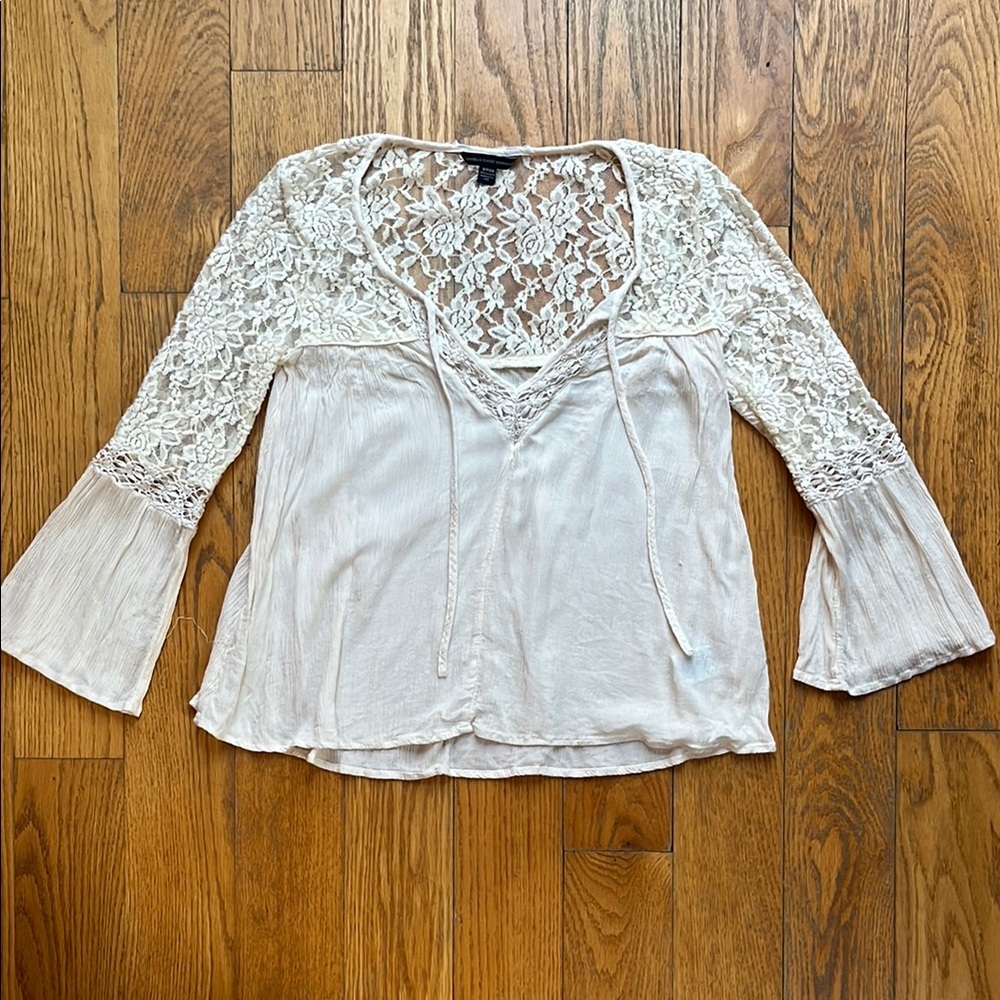 Cream Lace Blouse American Eagle